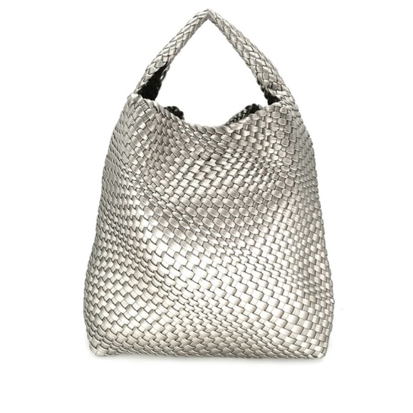 Silver Woven Tote Bag - Picture 1 of 7